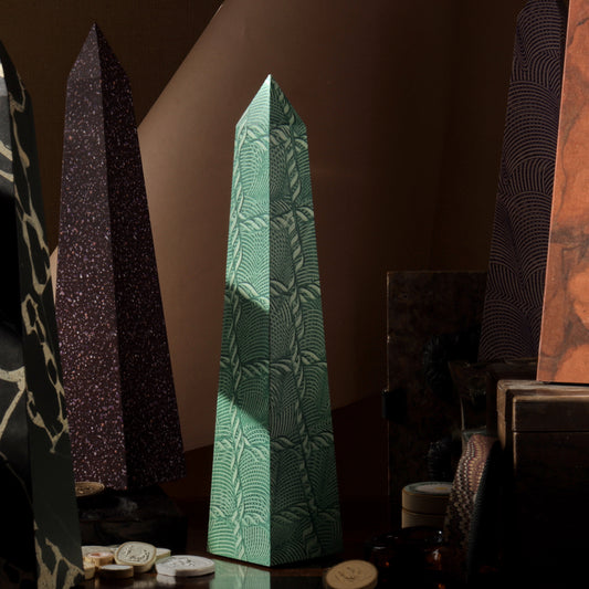 15" Obelisk - Green Paste Paper