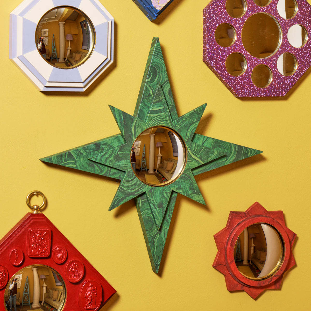 Compass Star Mirror - Malachite