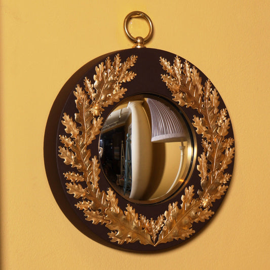 Brass Oak Leaf Wreath Mirror - Brown