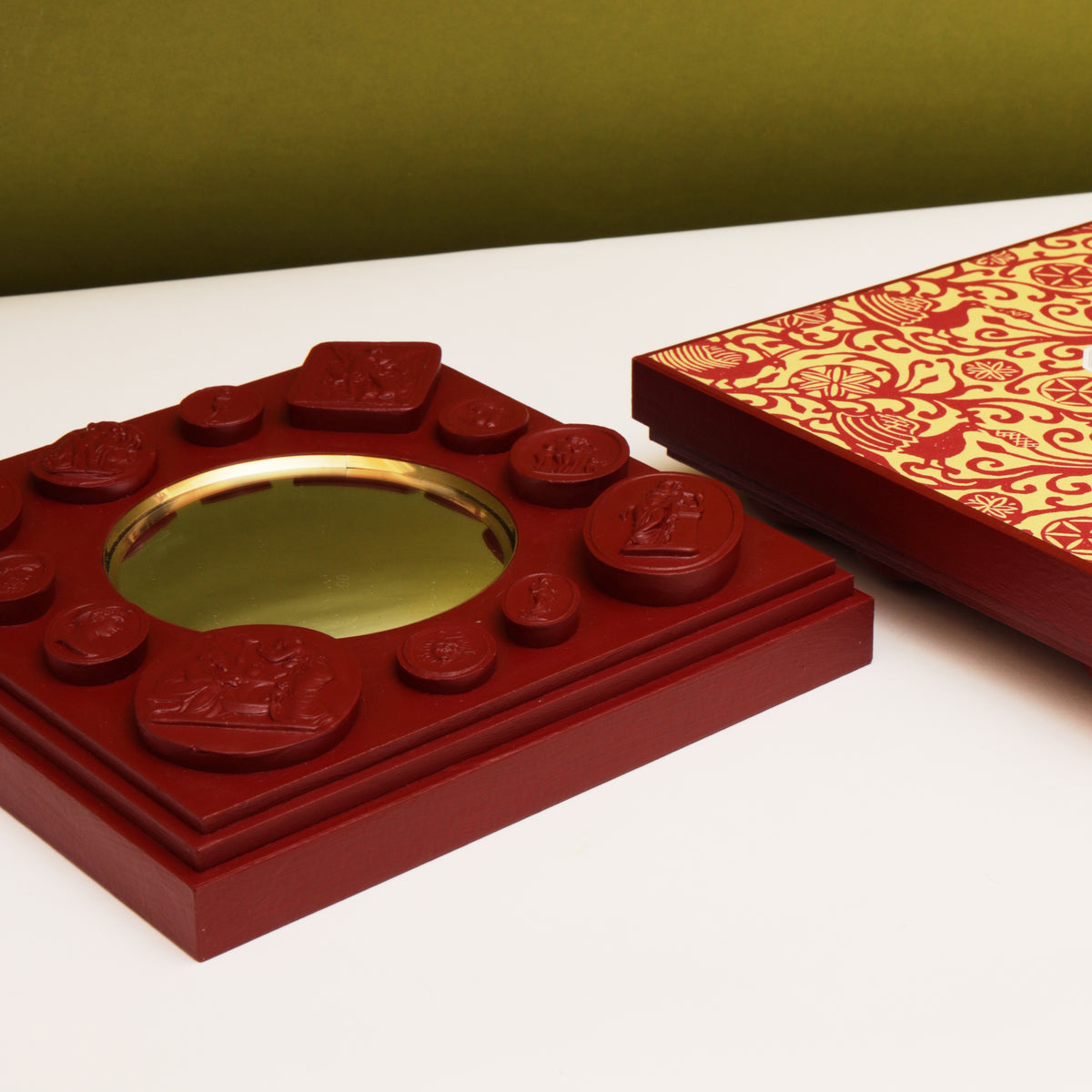 Diamond Mirror with Intaglios - Claret