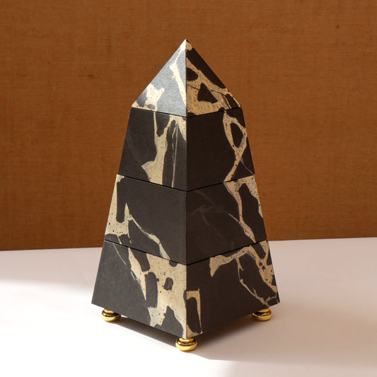 Obelisk Stacking Box - Antique French Marble