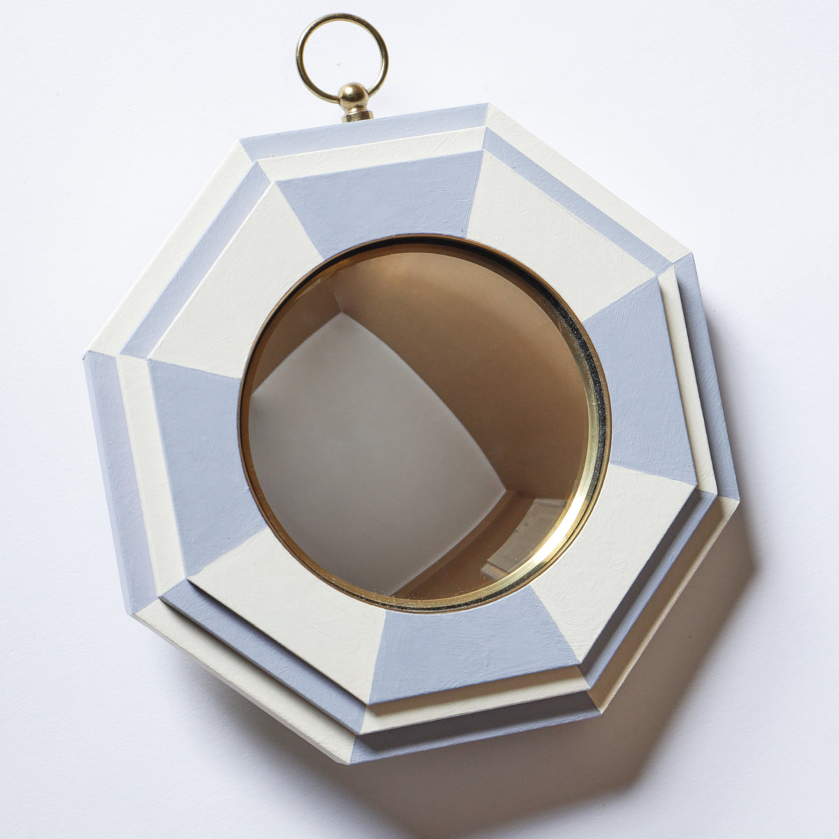 Small Octagonal Mirror - Hand-Painted Lilac & Warm White