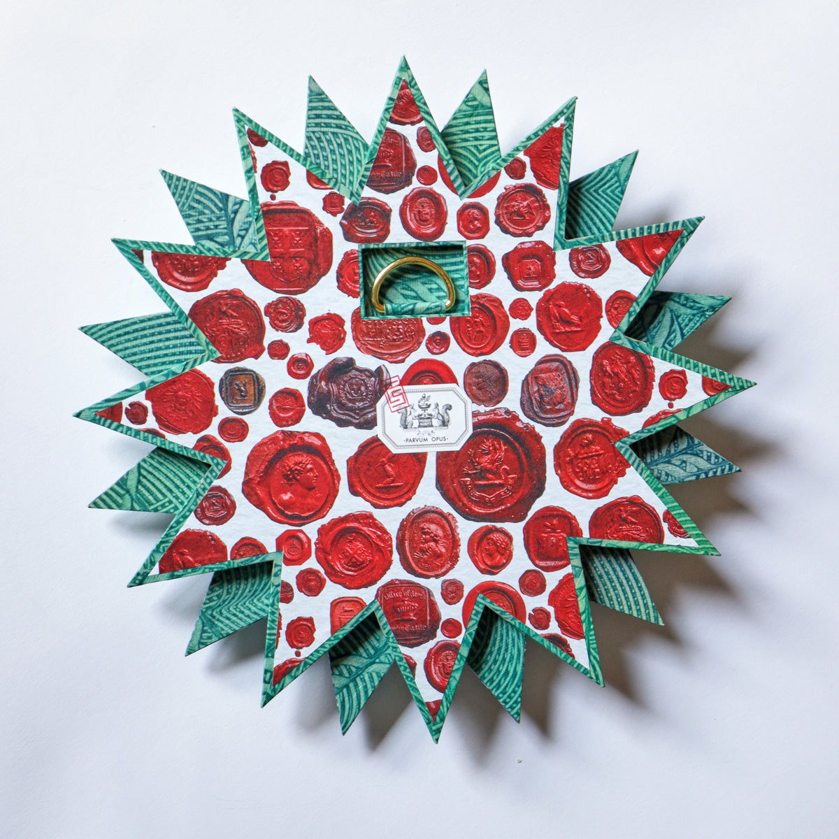 Large 24-Point Star Mirror - Green Paste Paper