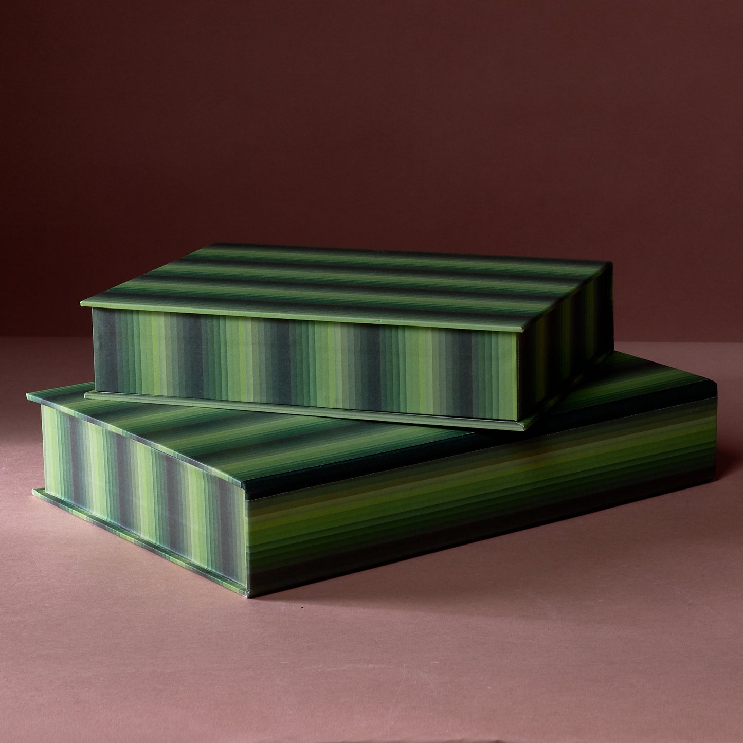 A5 Boxfile - Green Undulating Stripes