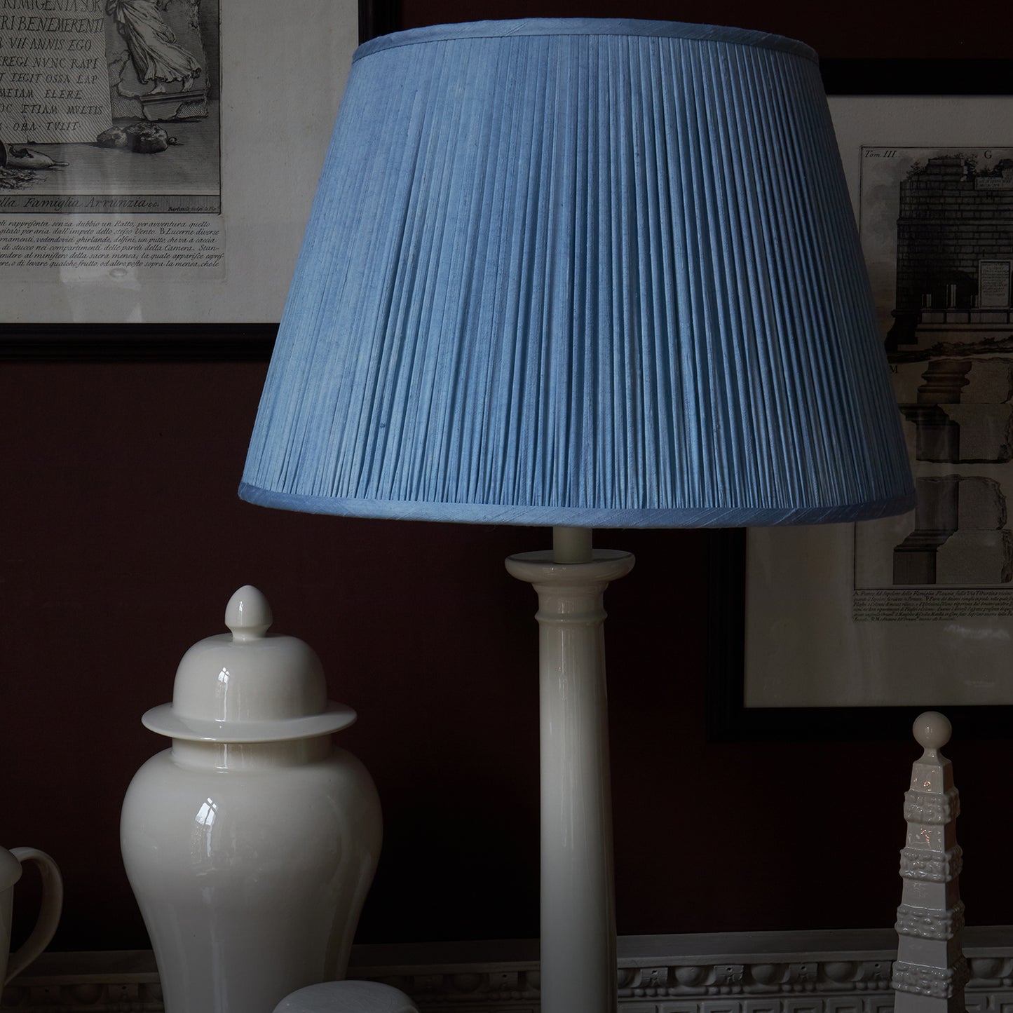 18" Natural Dyed Silk Dupion Lampshade - Blue