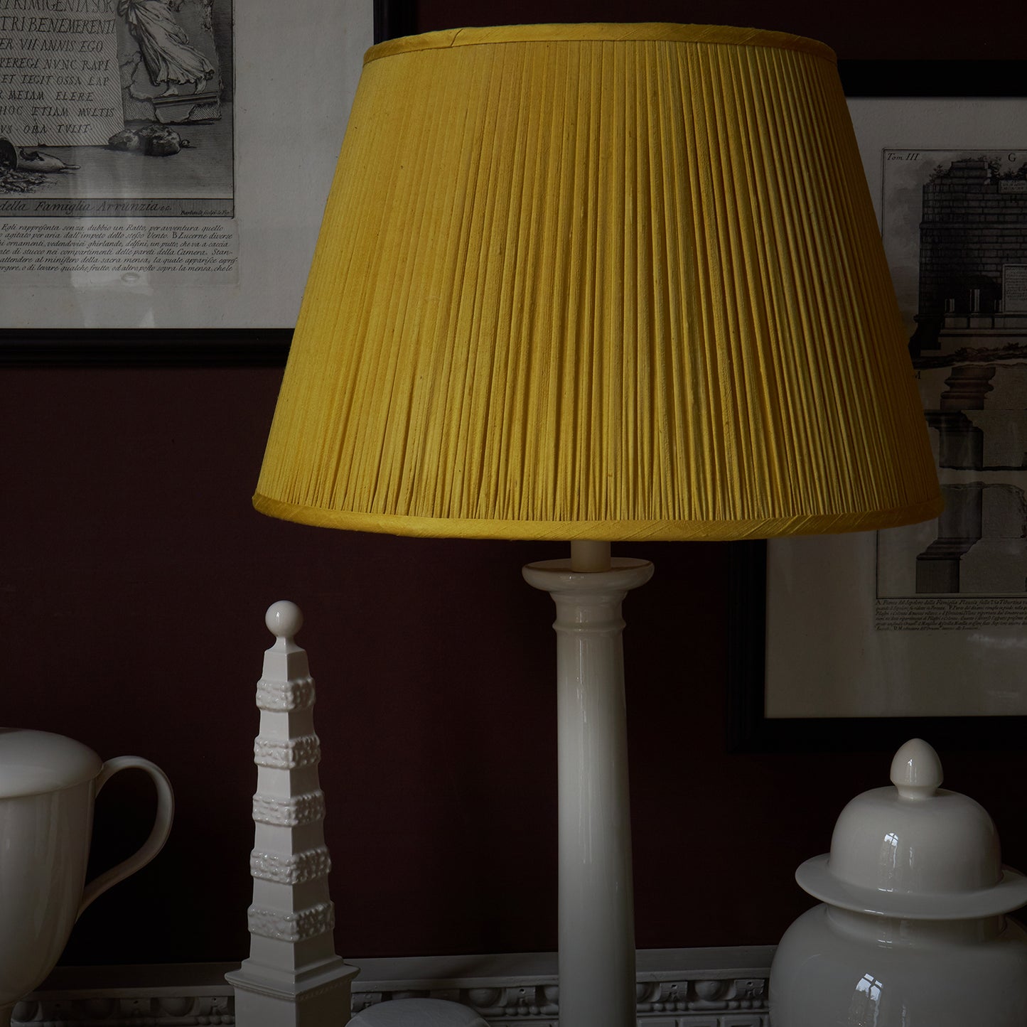 18" Natural Dyed Silk Dupion Lampshade - Yellow