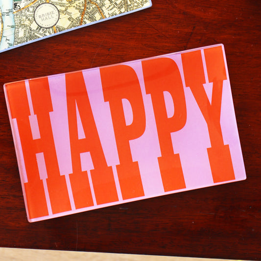 5" x 8" Happy Decoupage Tray - Lilac & Red