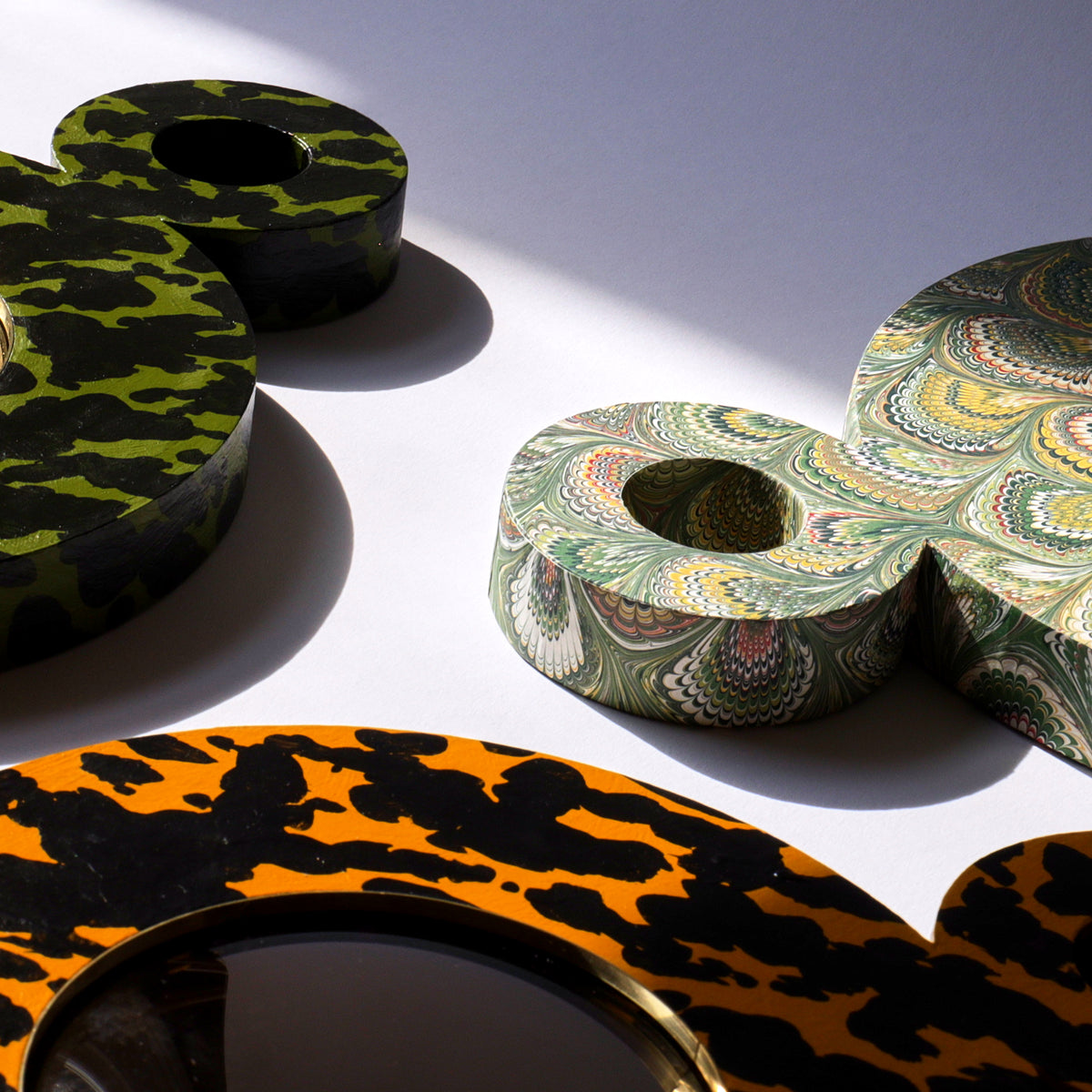 Double Ring Mirror, Hand-painted Tortoiseshell - Gold