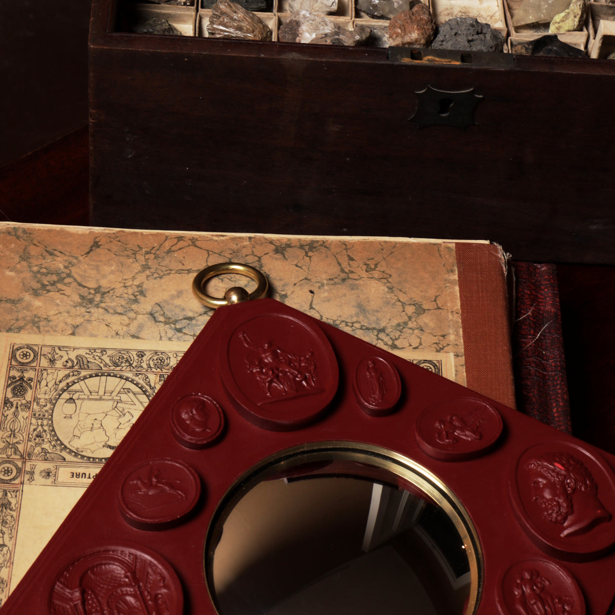 Diamond Mirror with Intaglios - Claret