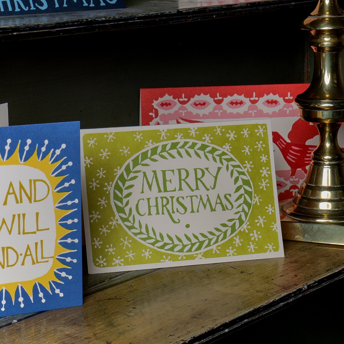 Pack of 10 Merry Christmas Sap & Green Cards