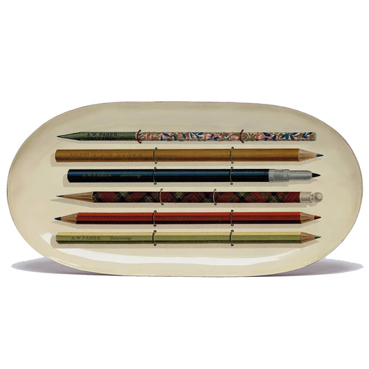 Oval Enamel Tray - Vintage Pencils