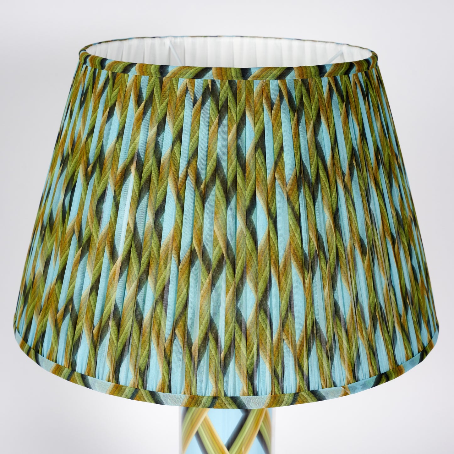 Trellis Work - Sky Blue Glass & Brass Lamp