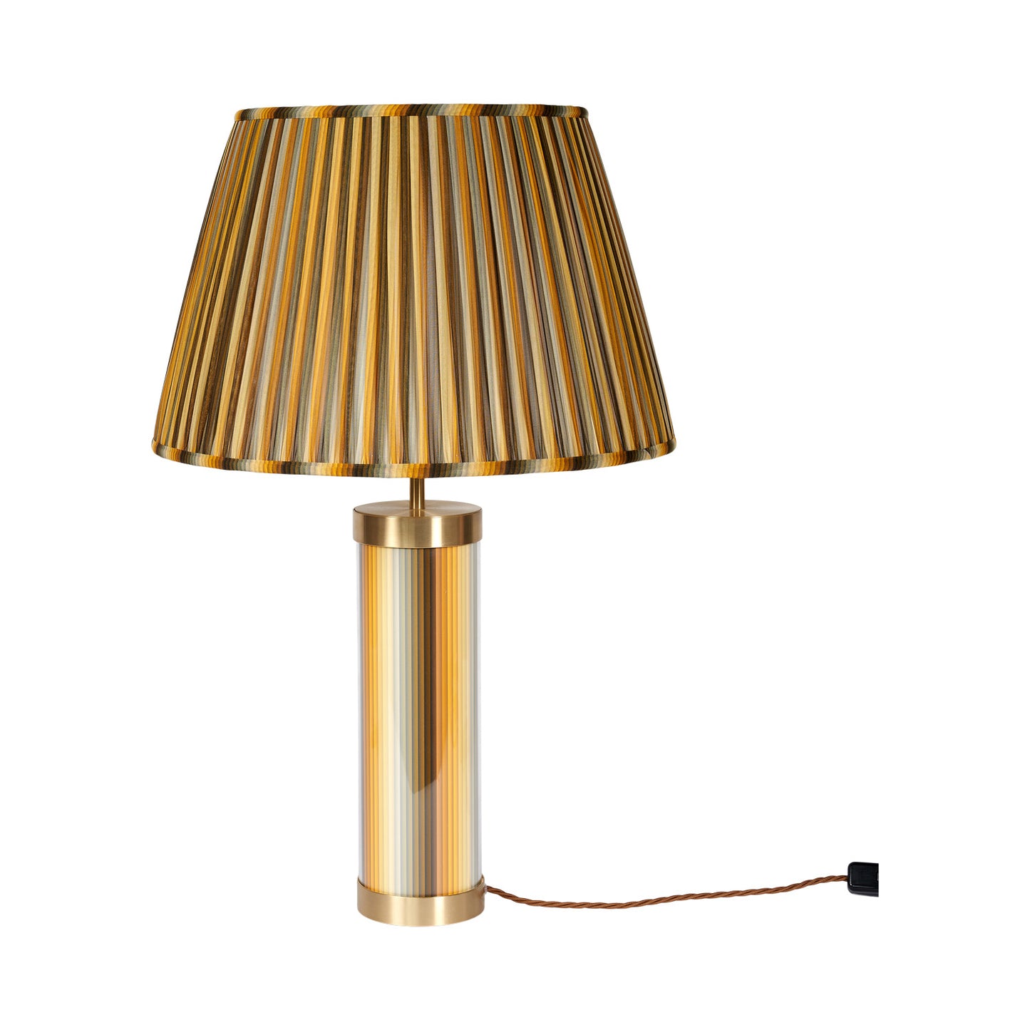Undulating Stripes - Yellow Glass & Brass Lamp