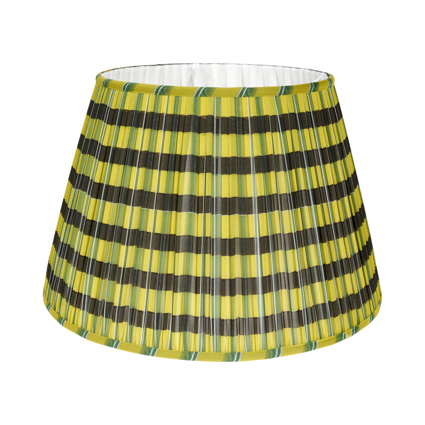 16" Biedermeier Check Silk Lampshade - Yellow/Khaki