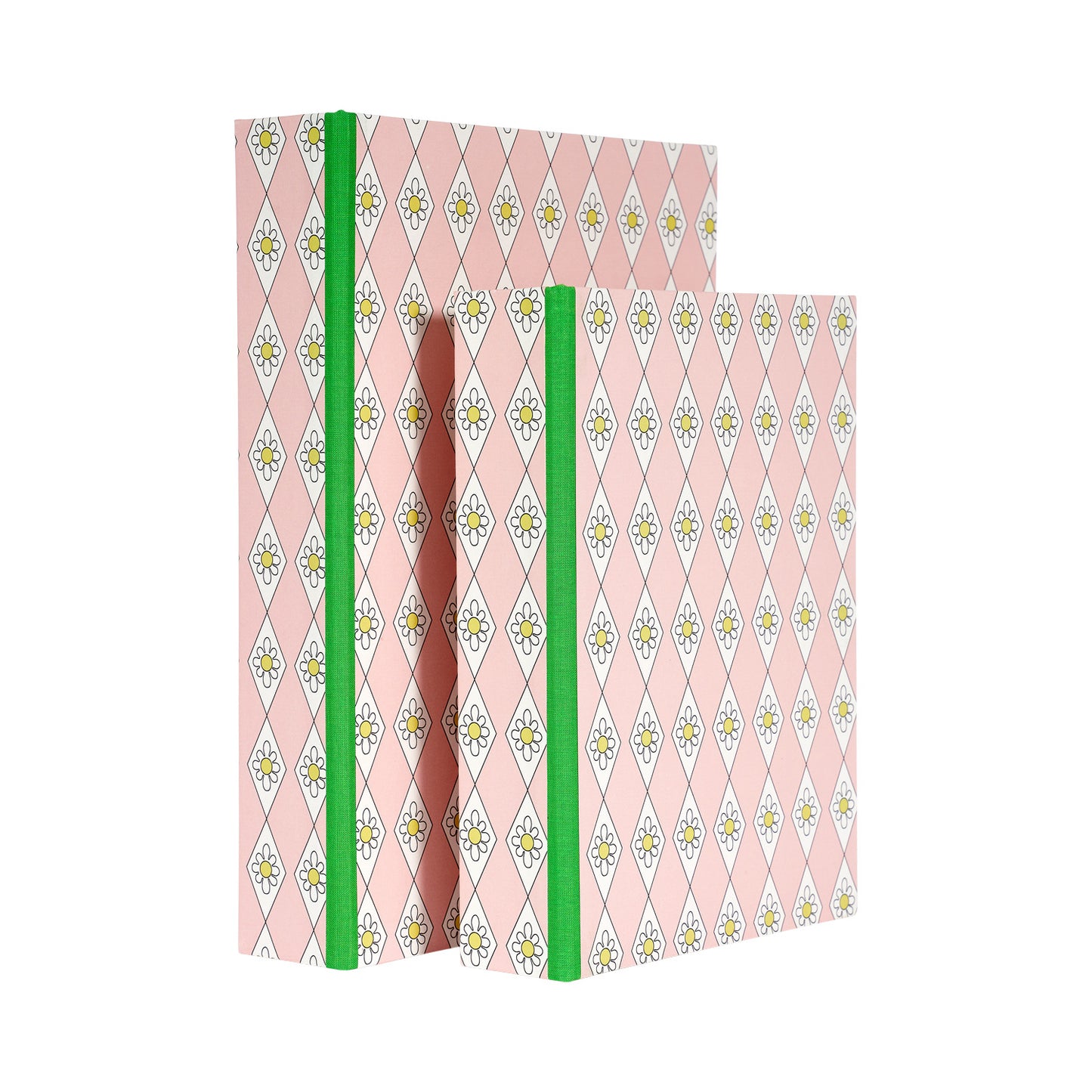 A5 Boxfile - Pink Diamond Daisy - Green Grass