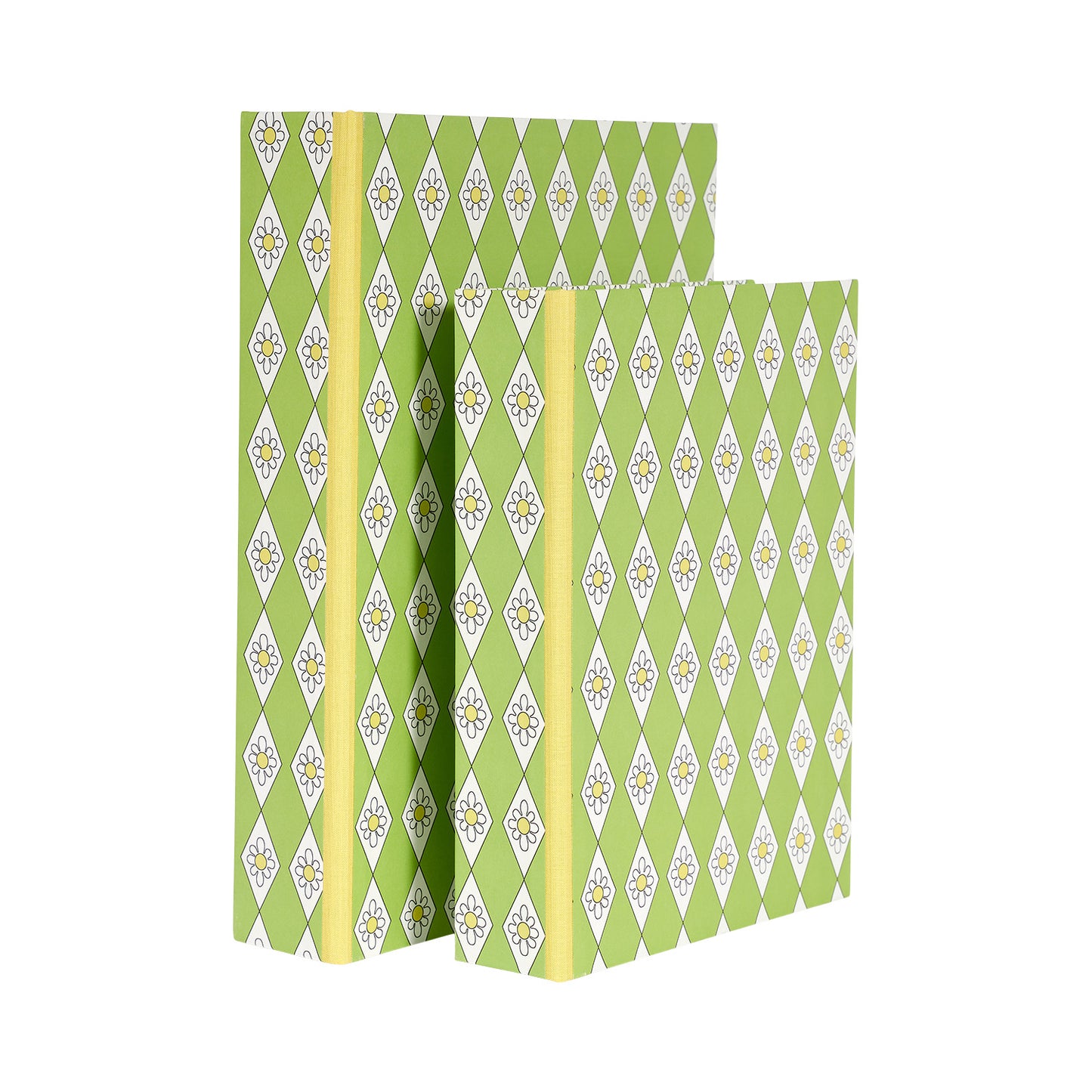 A5 Boxfile - Green Diamond Daisy - Yellow