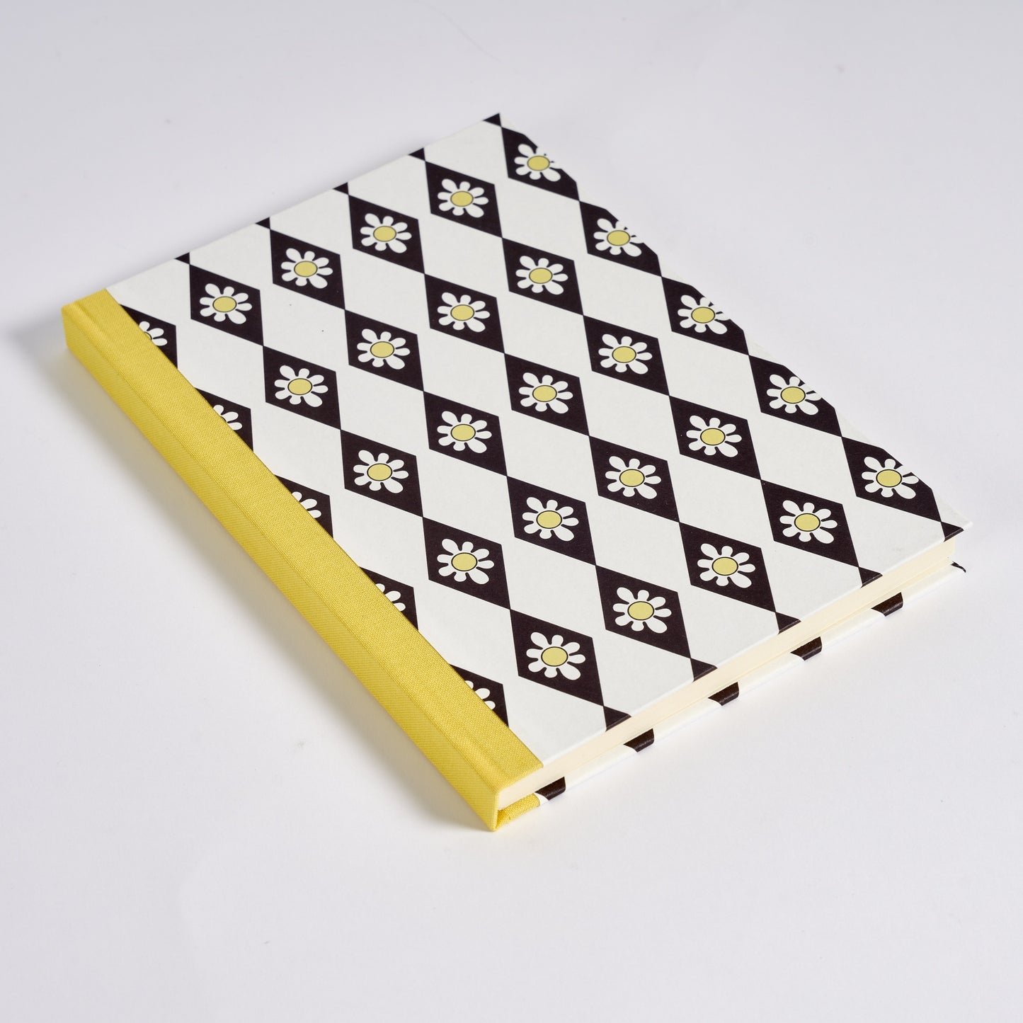 A5 Hardcover Notebook Black Diamond Daisy - Yellow
