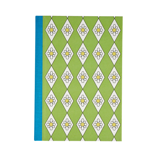 A5 Hardcover Notebook Green Diamond Daisy - Blue
