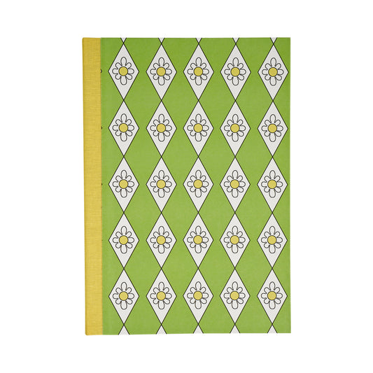 A5 Hardcover Notebook Green Diamond Daisy - Yellow