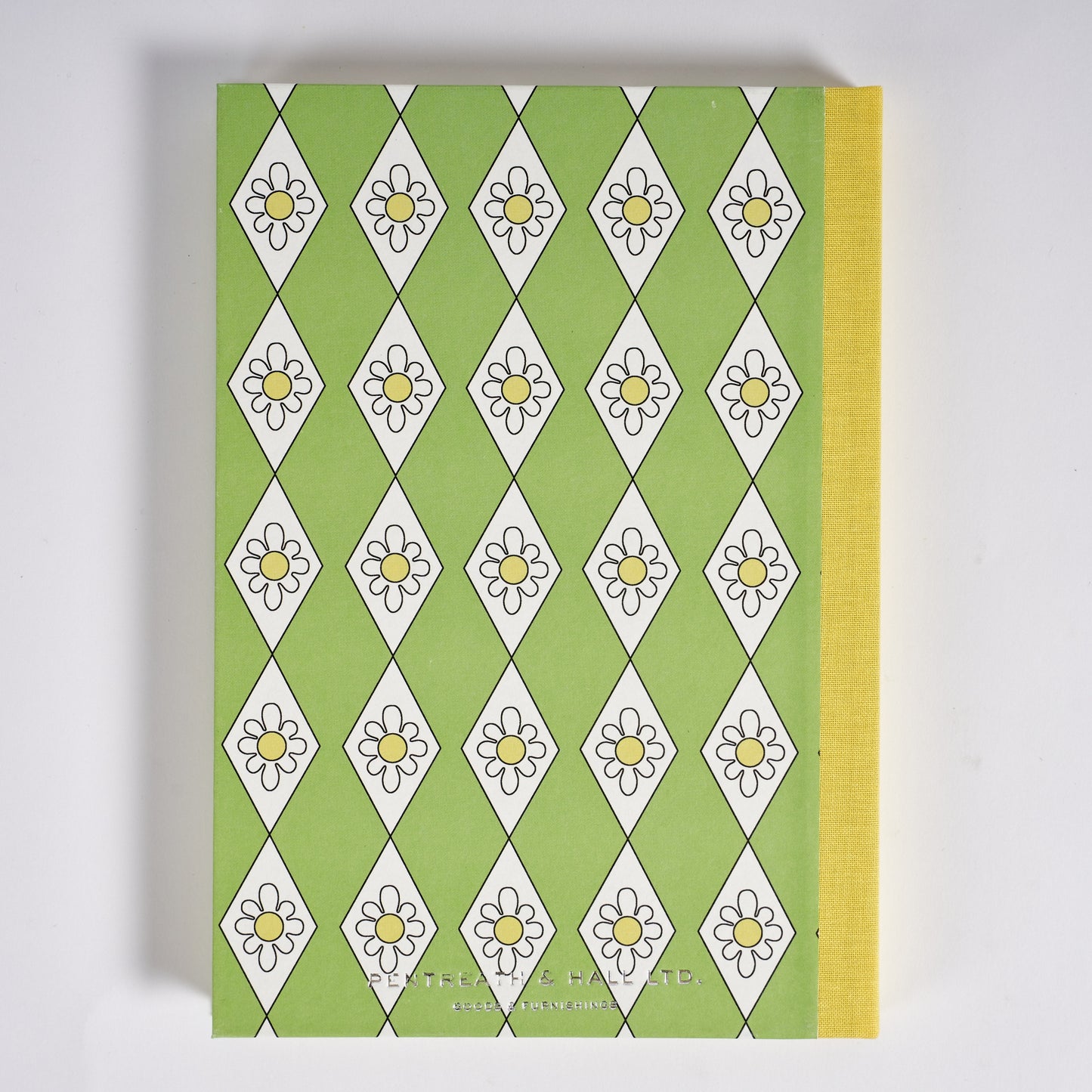 A5 Hardcover Notebook Green Diamond Daisy - Yellow