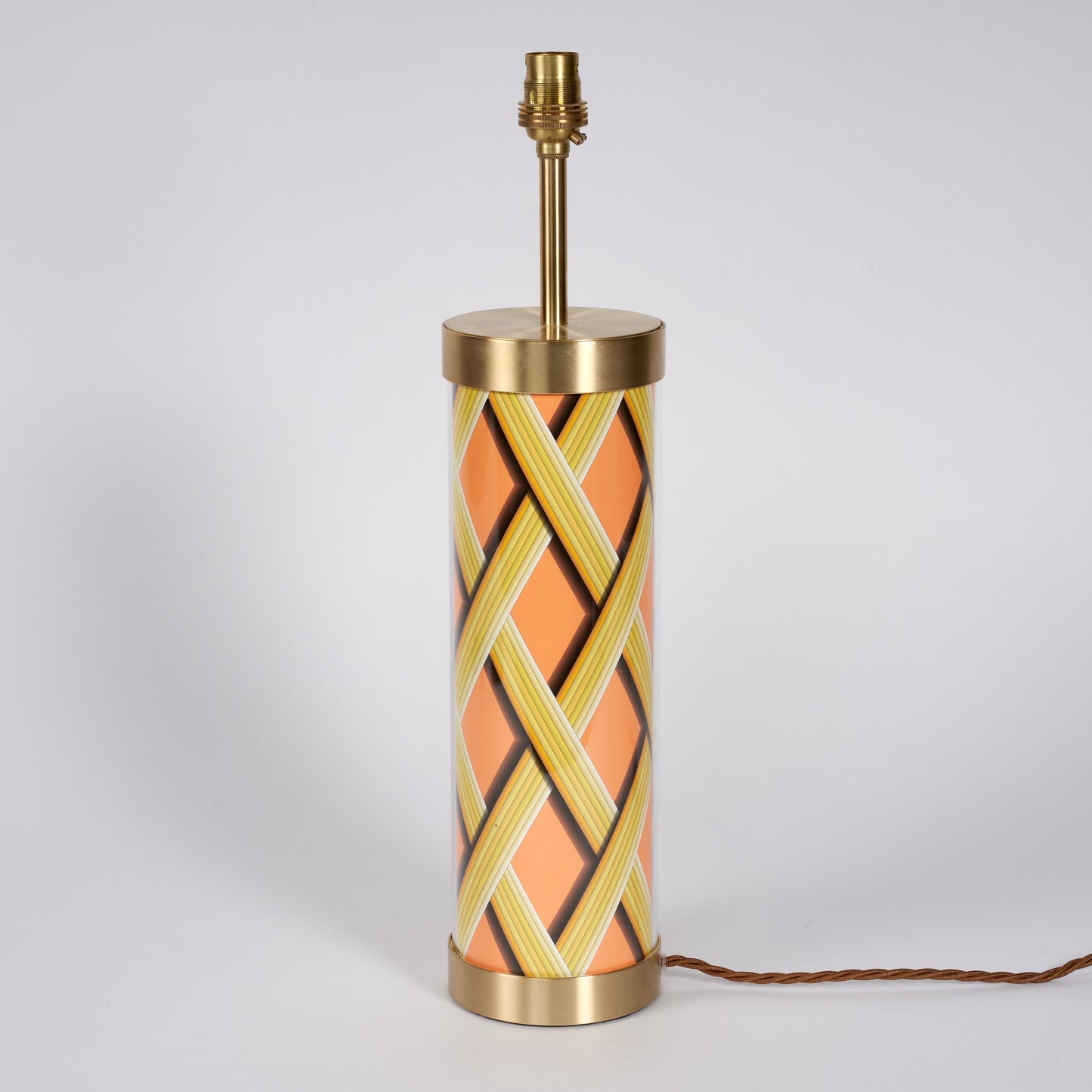 Trellis Work - Apricot Glass & Brass Lamp