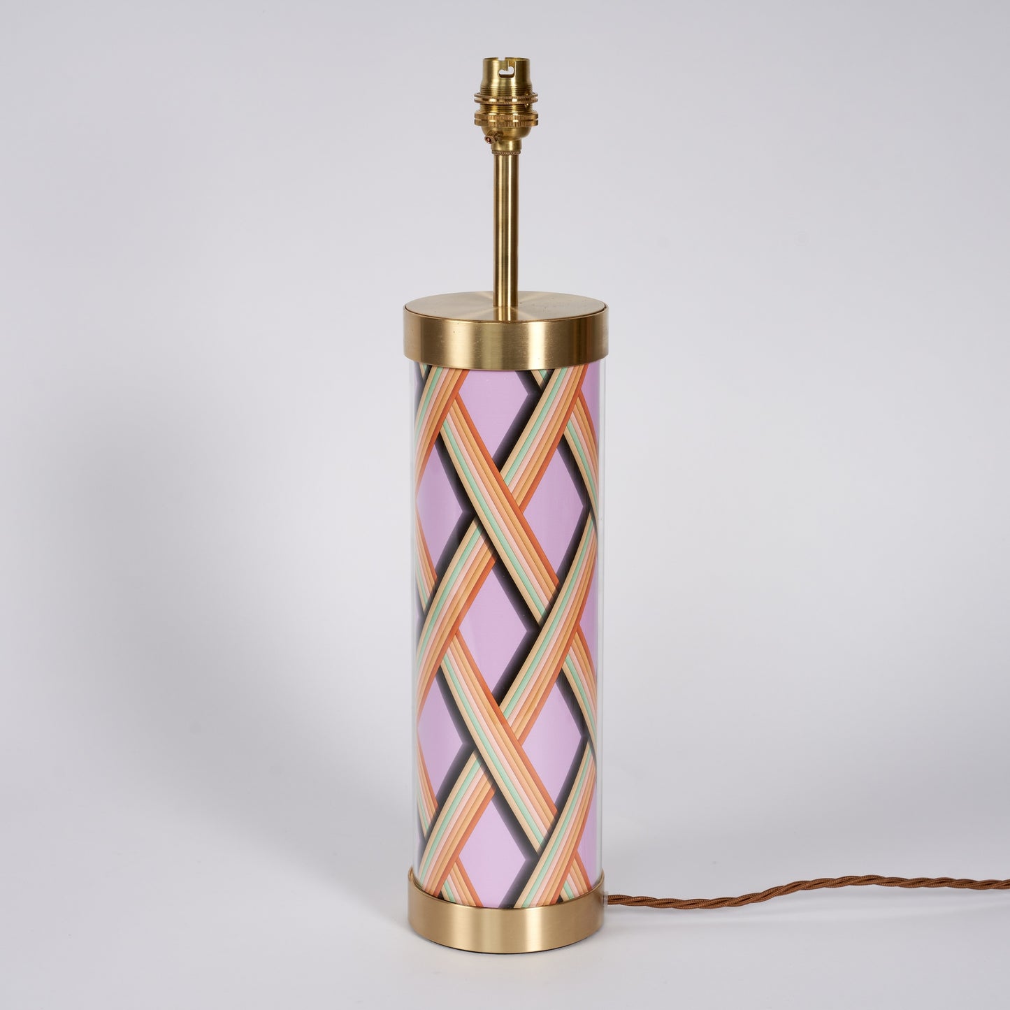 Trellis Work - Mauve Glass & Brass Lamp