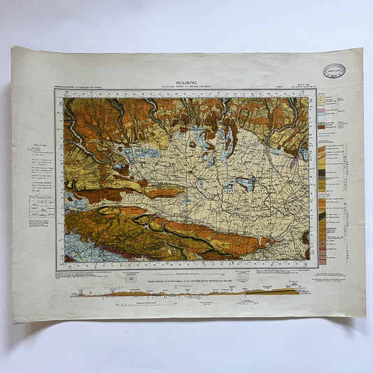 Vintage Geological Survey Map - Pickering