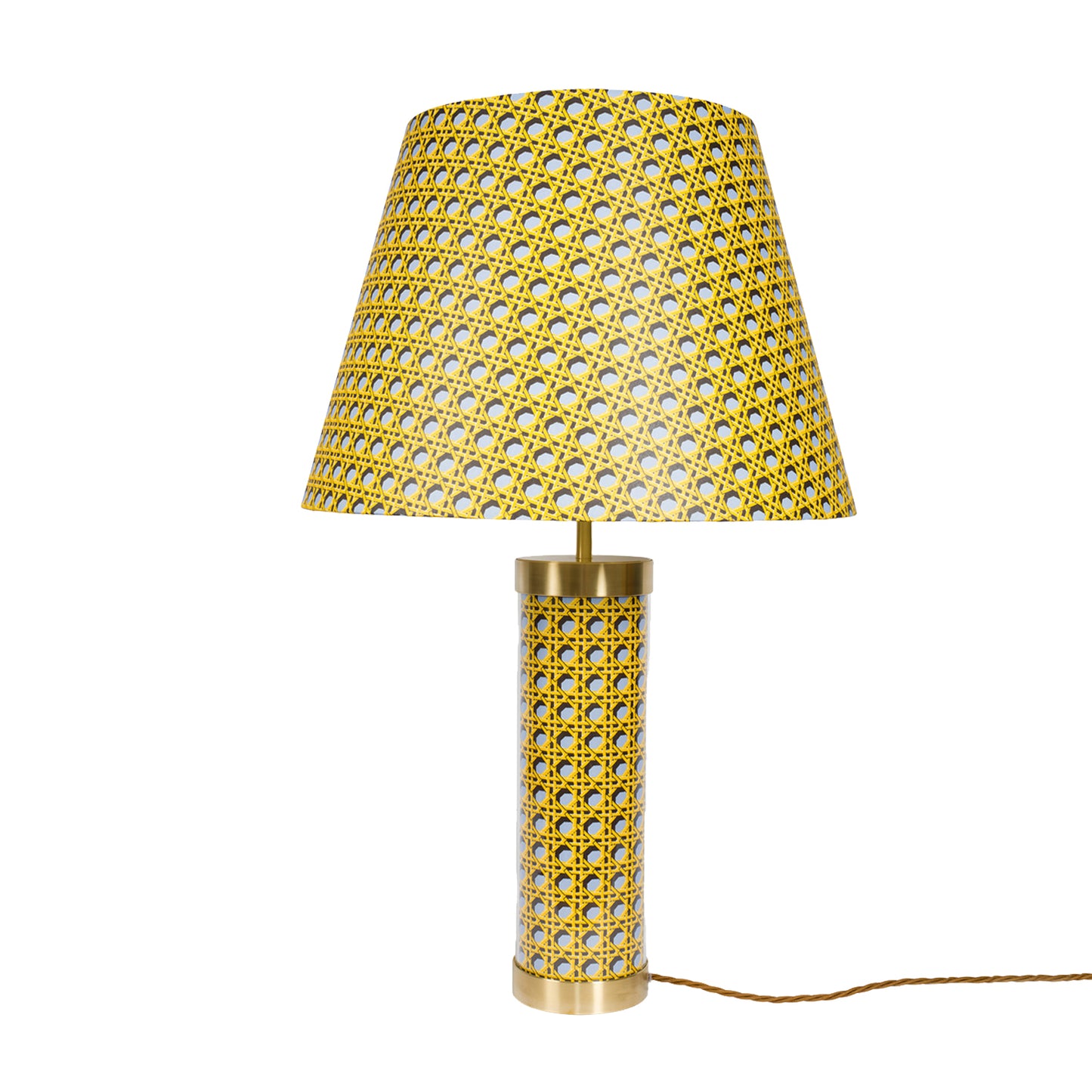 Regency Caning Glass & Brass Lamp - Wedgwood Blue