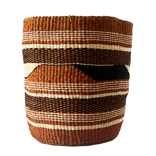 Natural & Black Bold Stripes Basket - Large