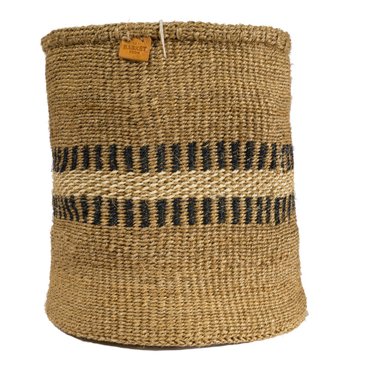 Charcoal Stripe Woven Basket - Large