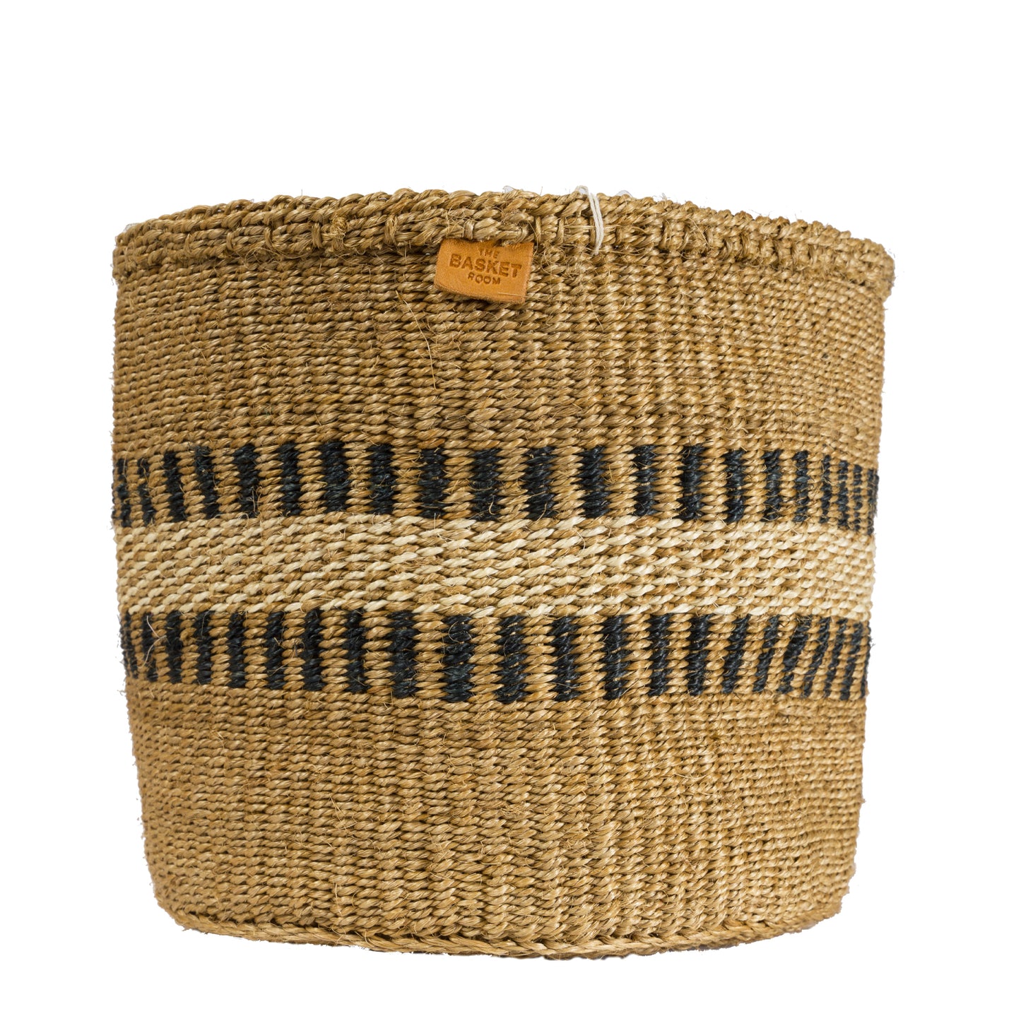 Charcoal Stripe Woven Basket - Medium