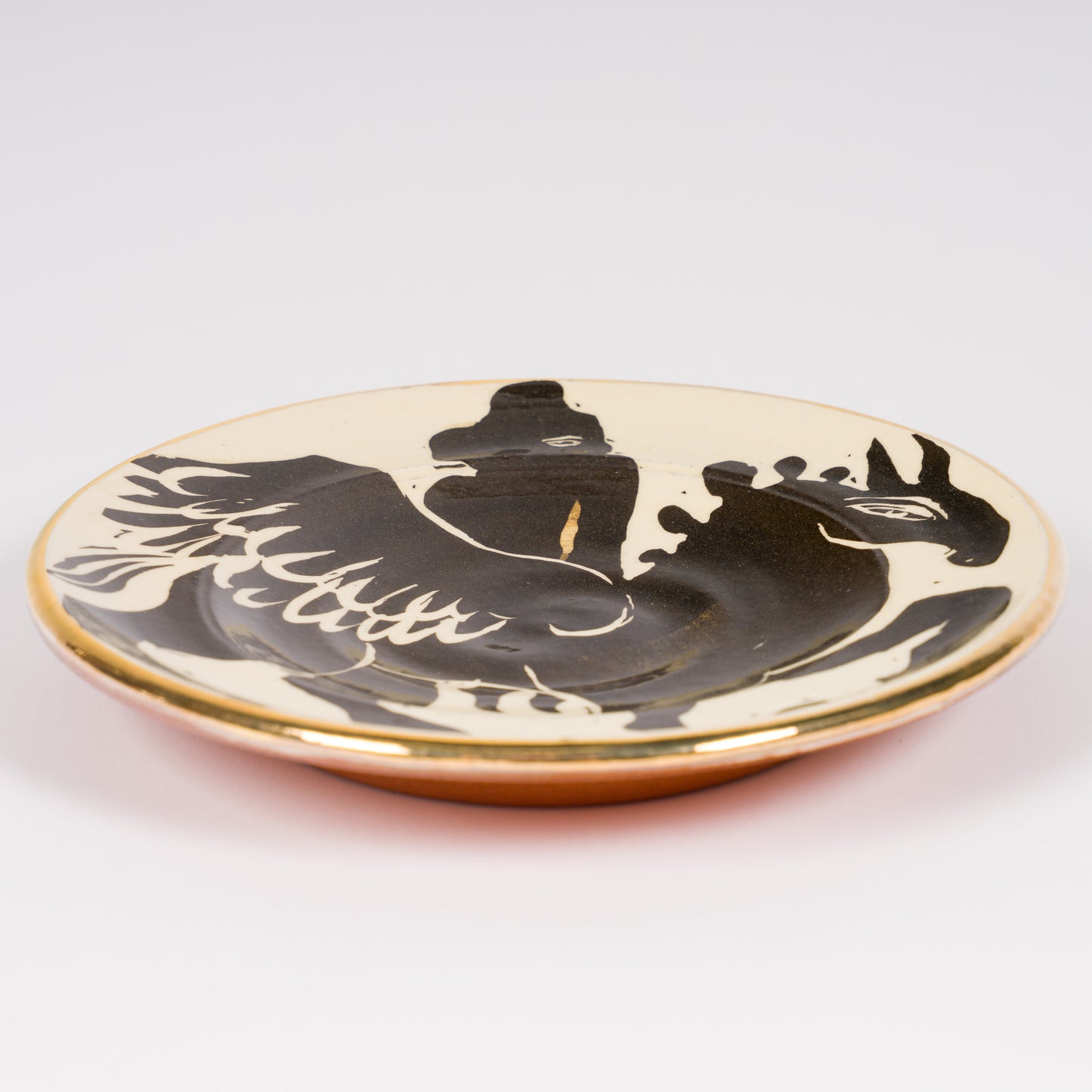 Woman on Winged Horse Lustreware Plate