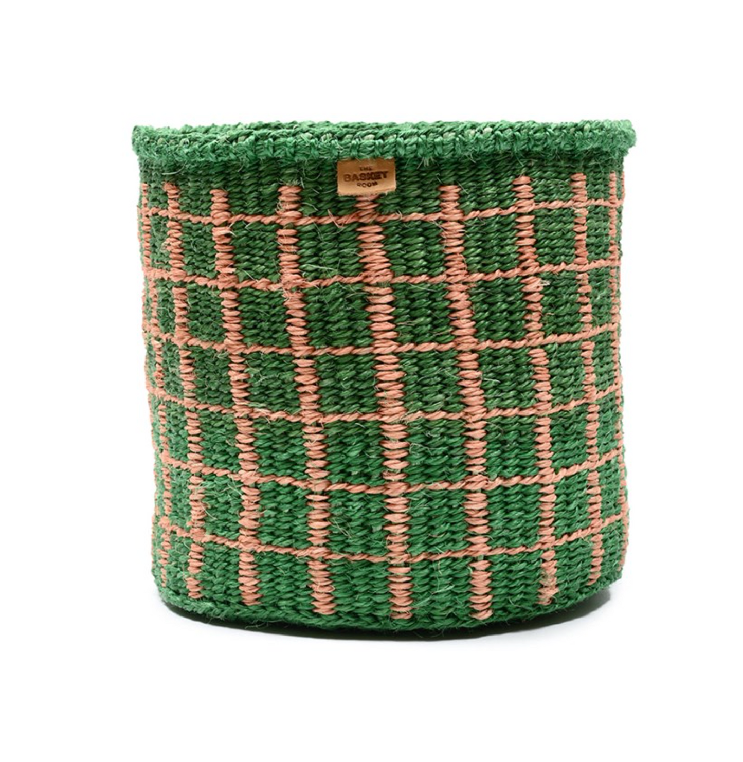 MAPATO: Green & Pink Check Woven Storage Basket - Large