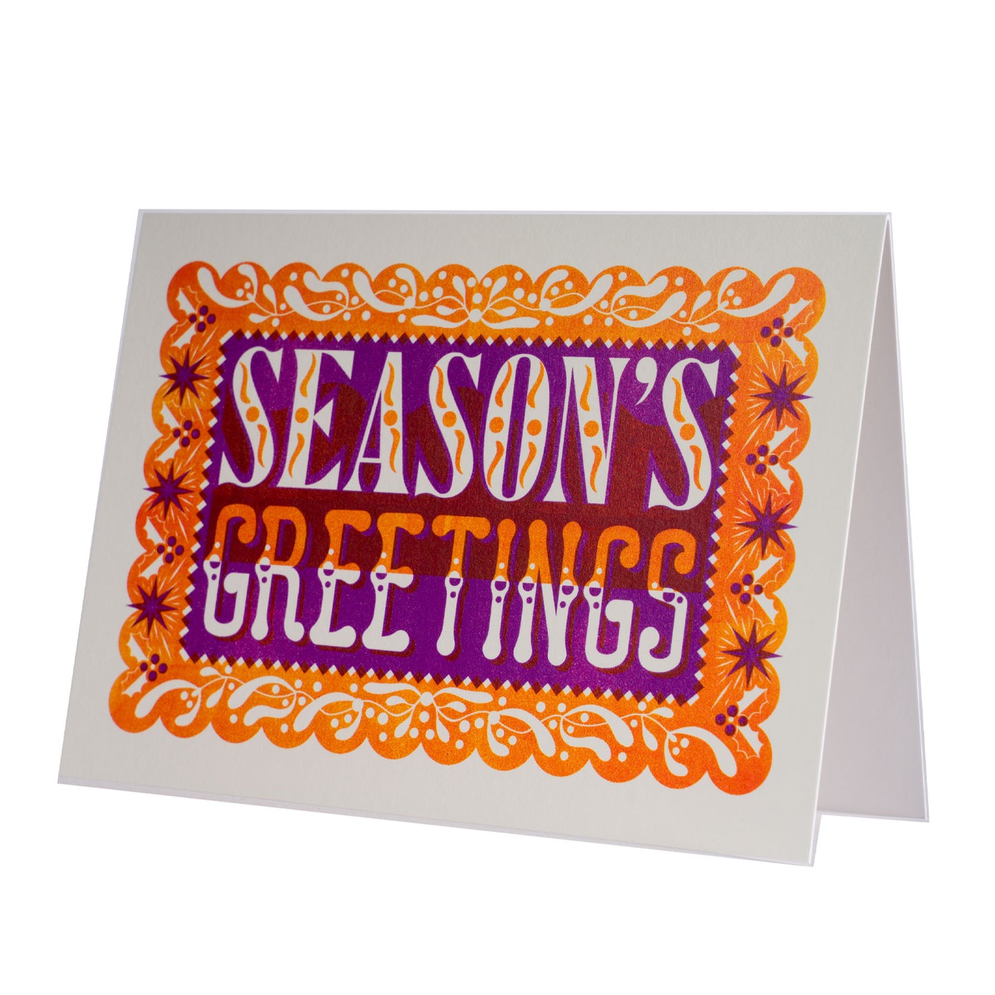 Seasons Greetings Card - Orange & Purple