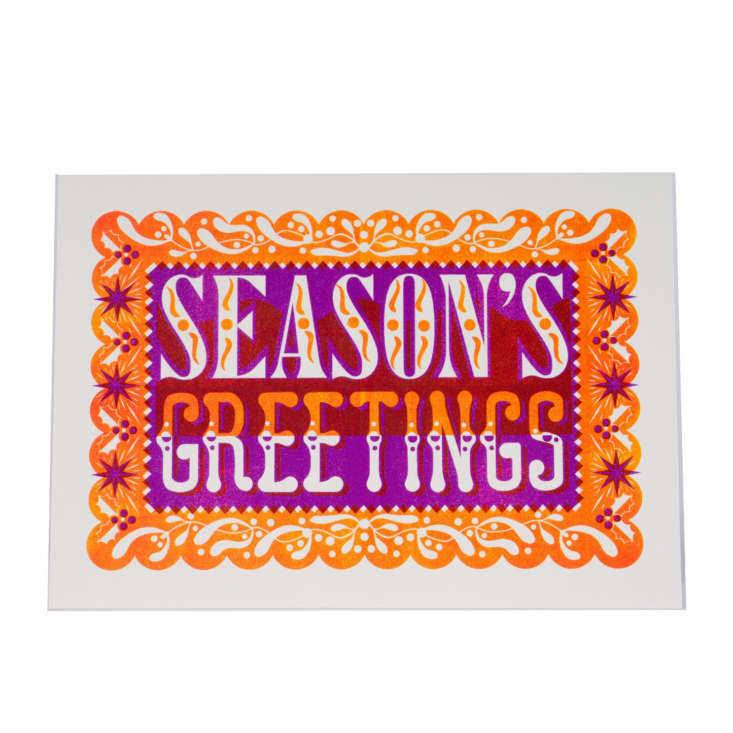 Seasons Greetings Card - Orange & Purple