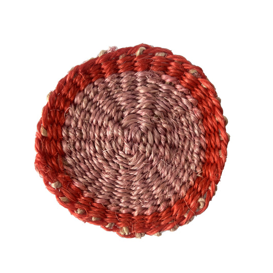 Red & Dusky Pink Woven Coaster - Set of 2