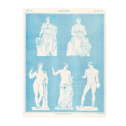 Statues Risograph Print. A3