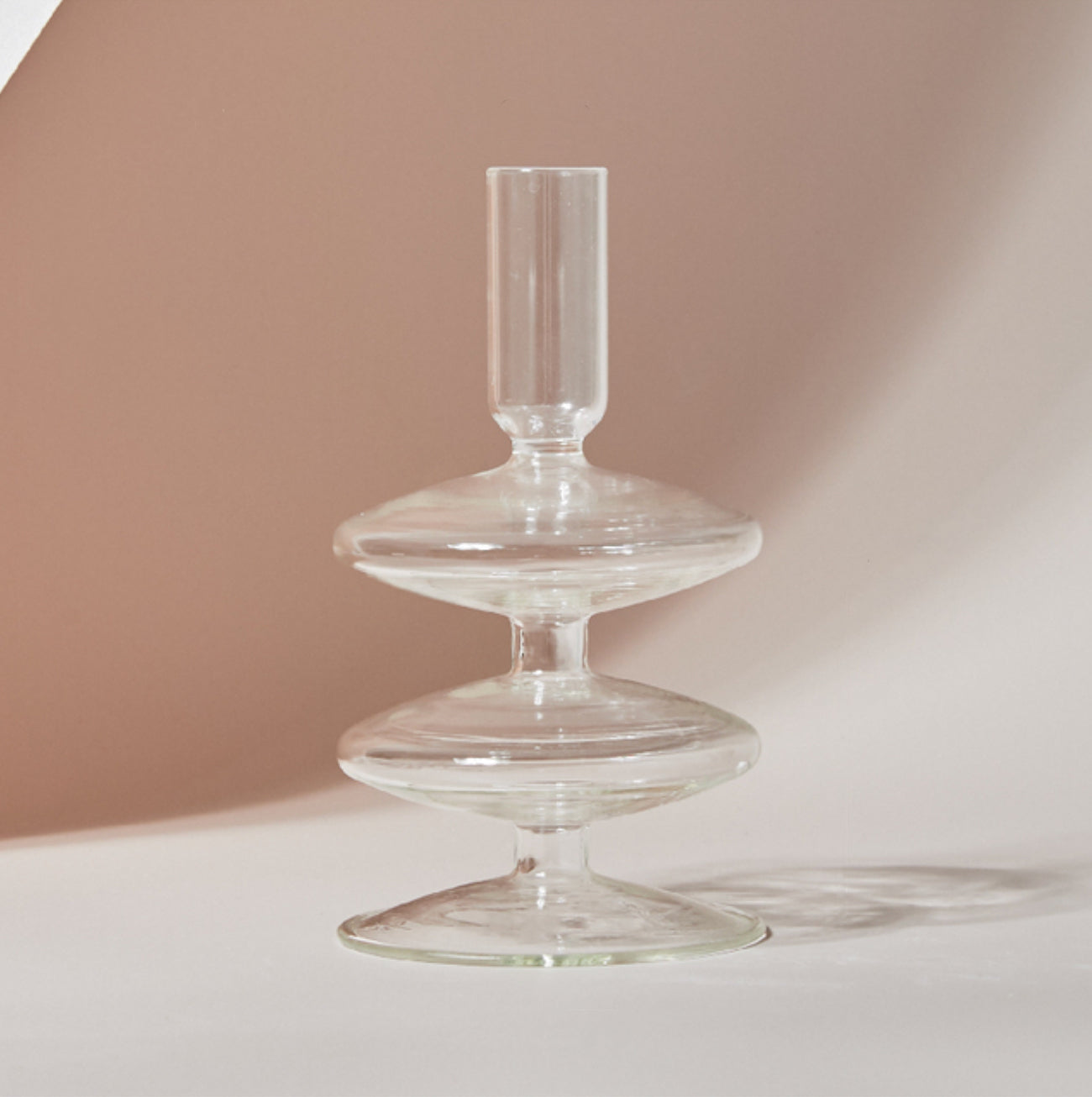 Clear Glass Candle Holder