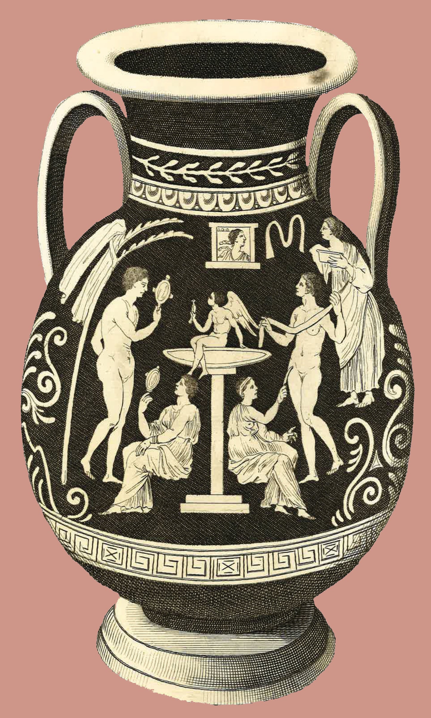 Greek Urn Print - Coral II