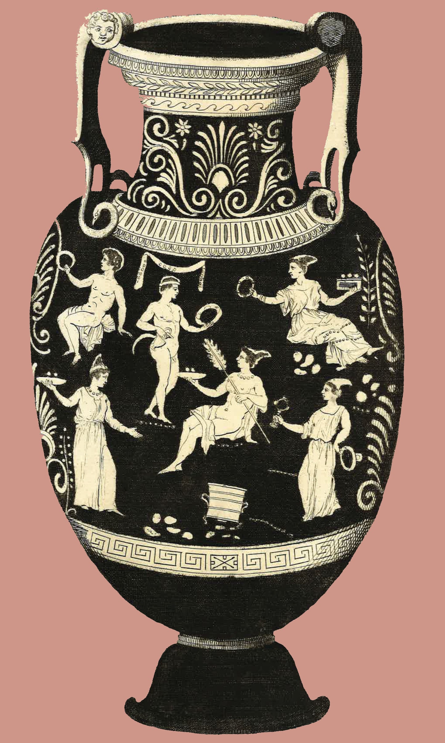 Greek Urn Print - Coral III