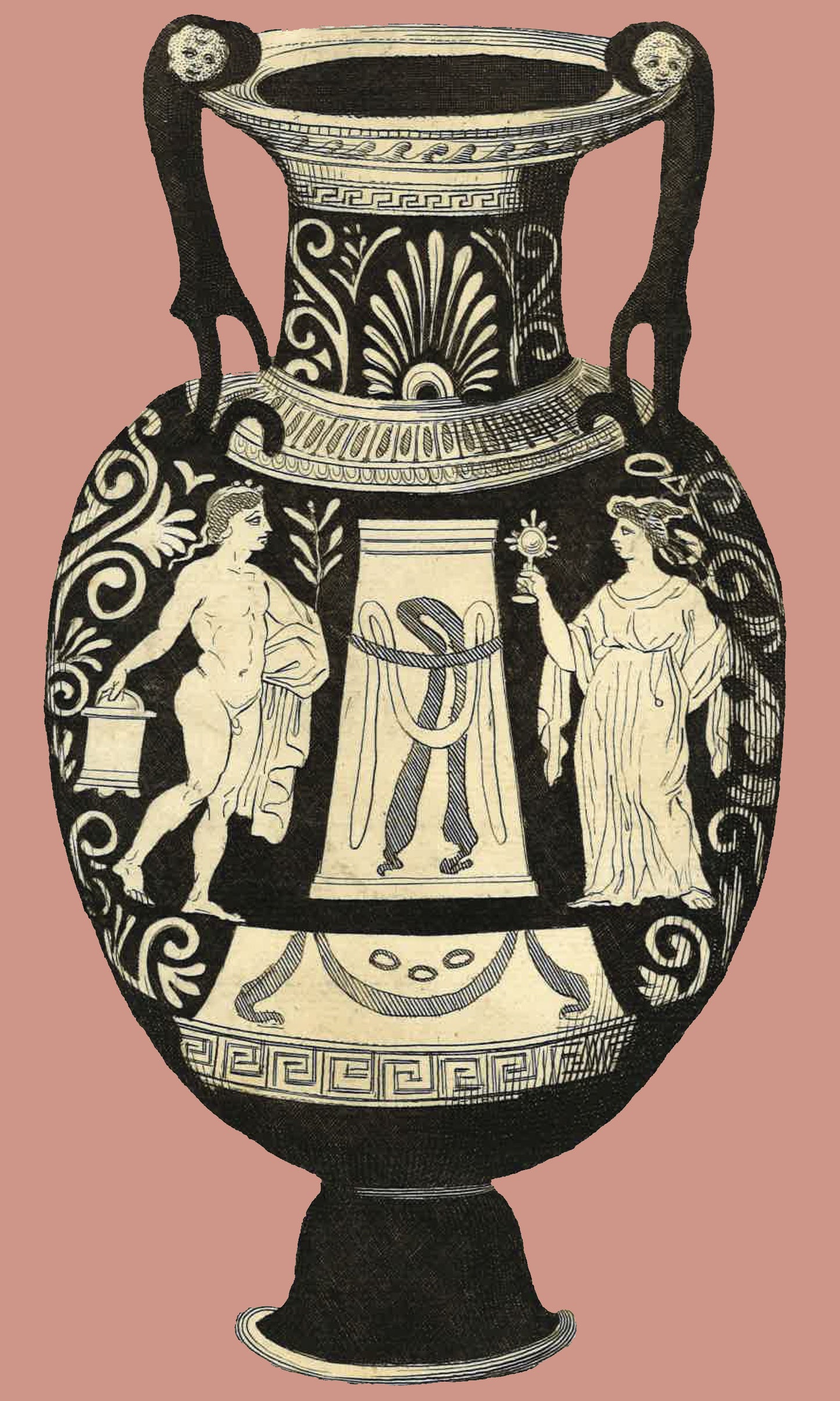 Greek Urn Print - Coral IV