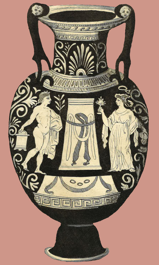 Greek Urn Print - Coral IV