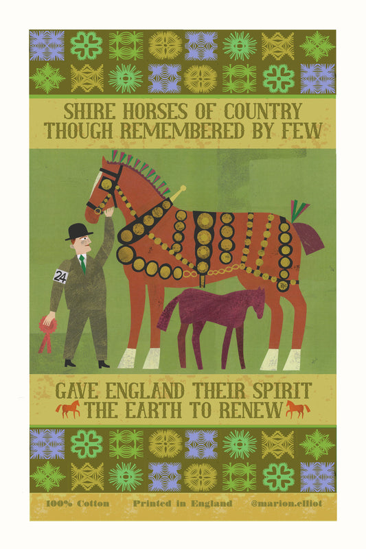 Shire Horse Tea Towel By Marion Elliot