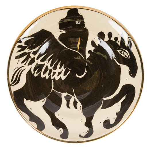Woman on Winged Horse Lustreware Plate