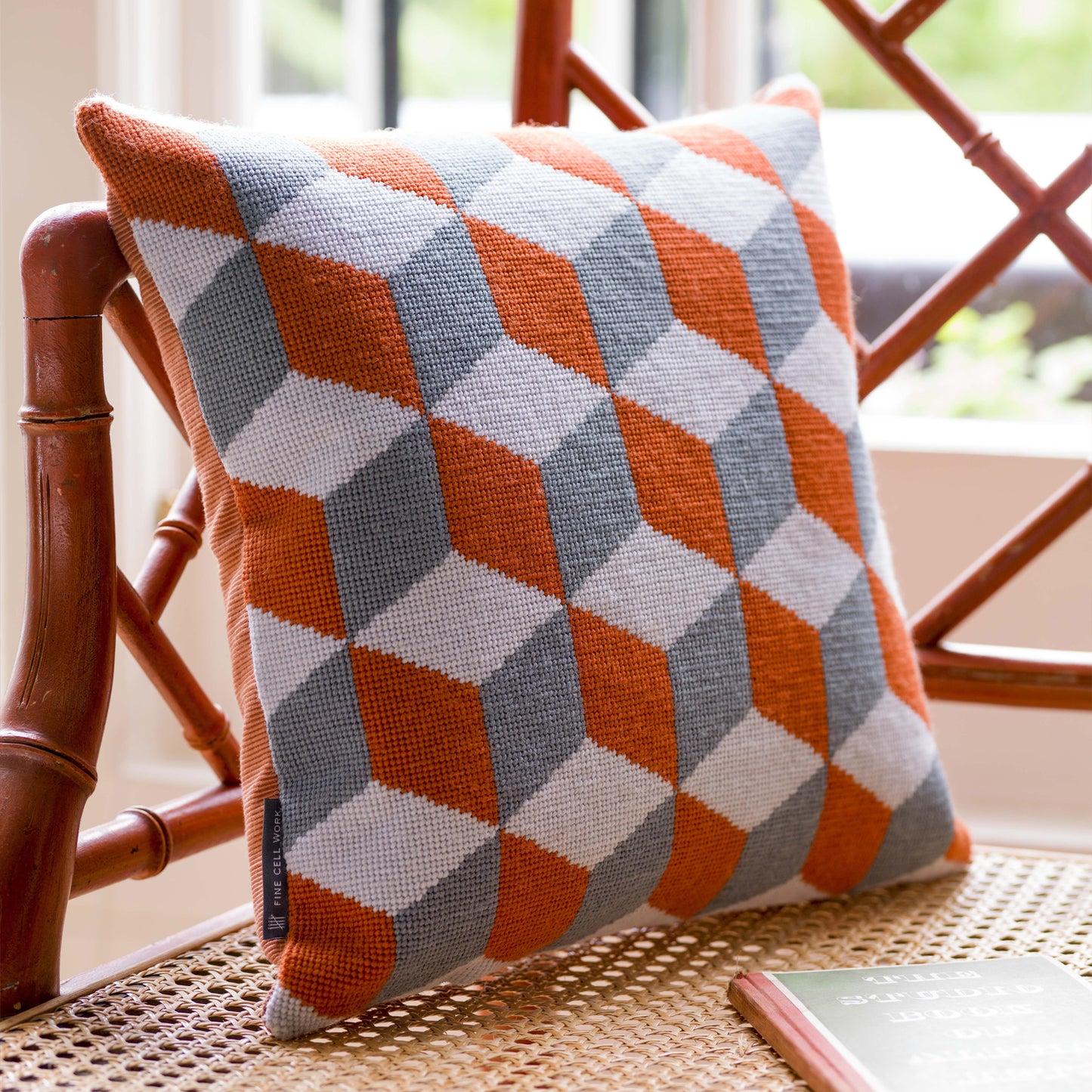 Falling Cubes Cushion - Red