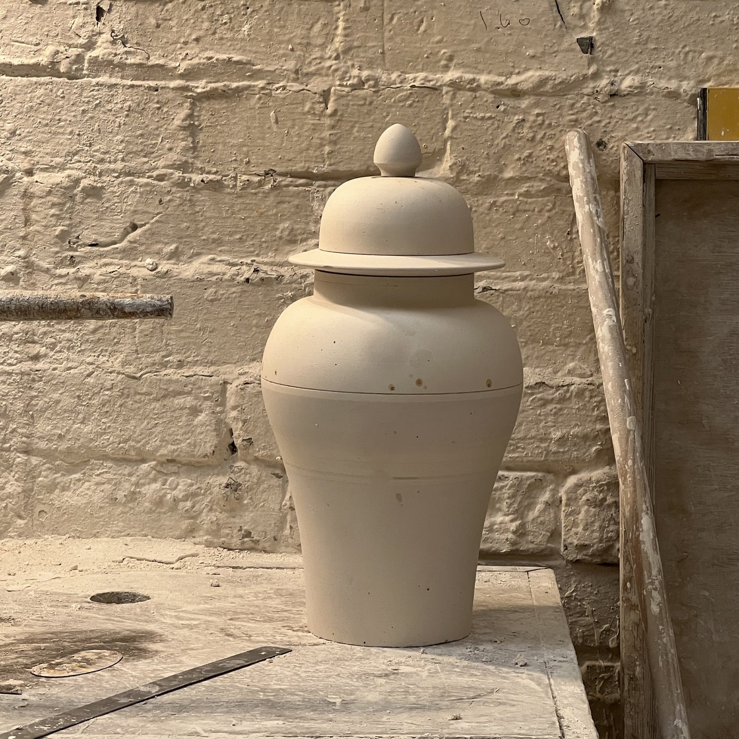 P&H Creamware Temple Jar