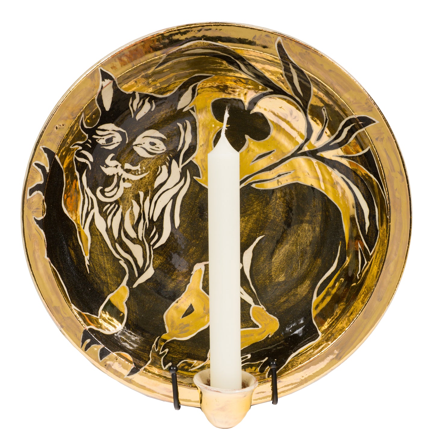 Gold Lion Bowl Sconce