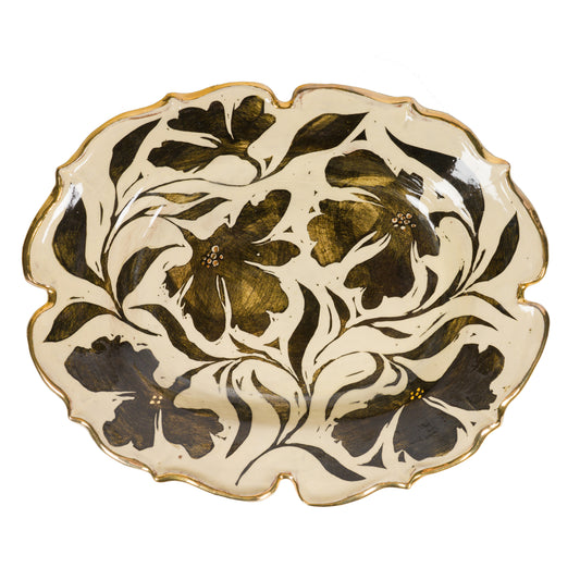 Gold Rim Floral Lustreware Platter