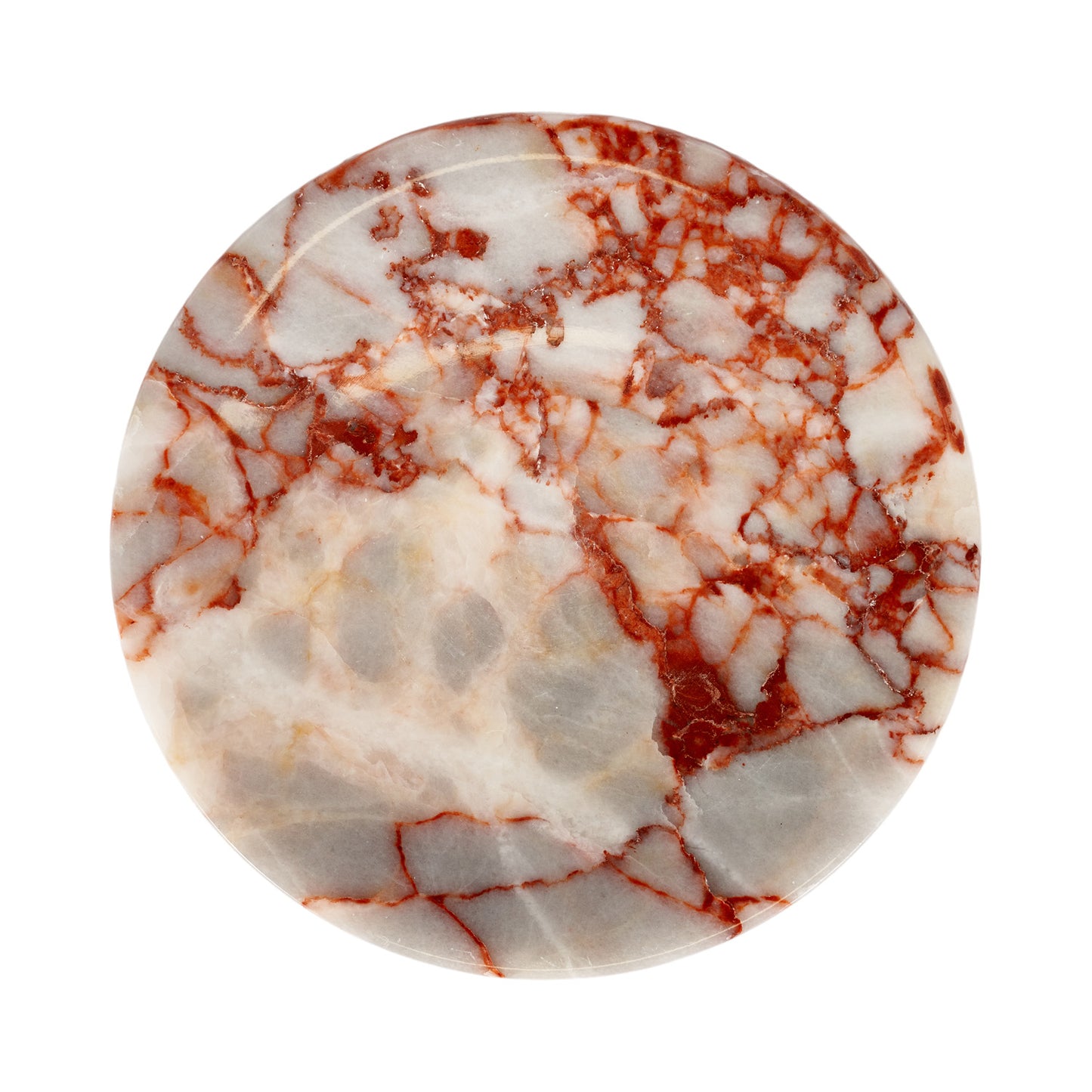Red & White Marble Soap Dish  - Round