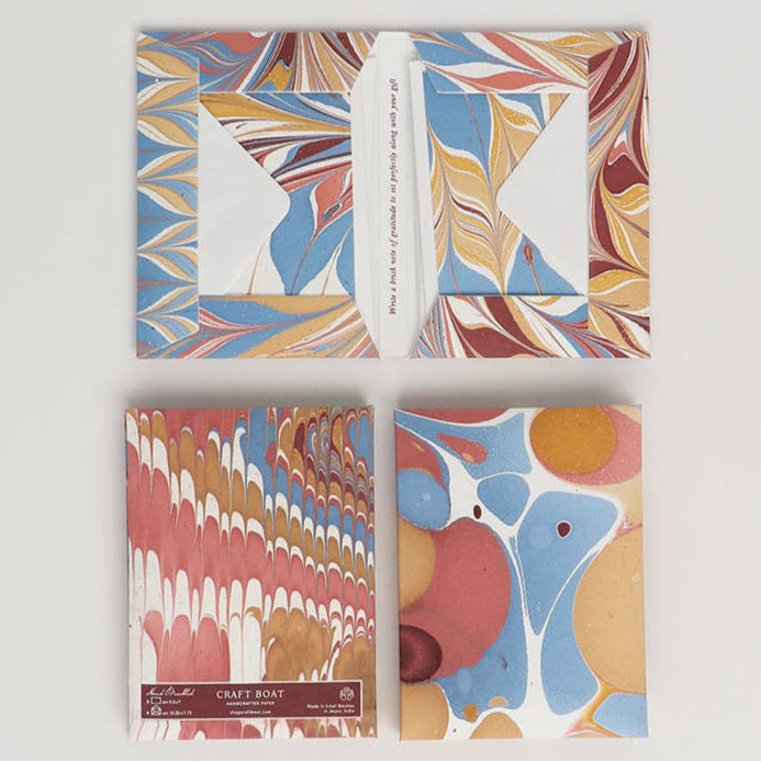 Hand Marbled Notecard Set - 6 Cards: Desert Mountain